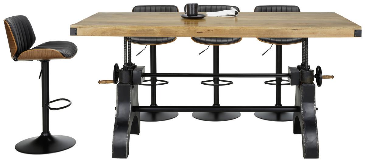 Jedilna Miza Industrial, Naravne Barve, Črna, 200x90 - črna/naravne barve, Trendi, kovina/les (200/90/76cm) - Premium Living