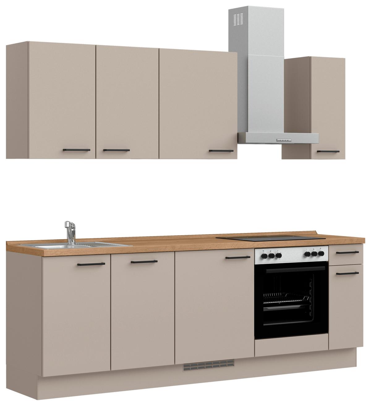 Küchenleerblock Easytouch Low o. Geräte Sandfarben - Sandfarben/Eichefarben, MODERN, Holzwerkstoff/Metall (240cm) - Nobilia