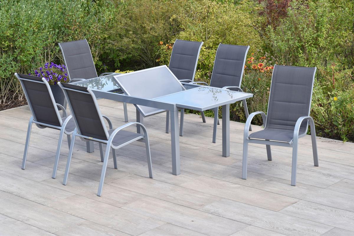 GARTENSET AMALFI DI LUSSO - Anthrazit/Silberfarben, MODERN, Textil/Metall - Gardenson