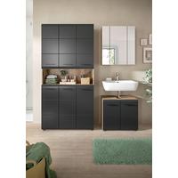 Kopalnica Ice, Črna, Barva Hrasta, 3-Delna - črna/temni hrast, Basics, umetna masa/leseni material (150cm) - MID.YOU