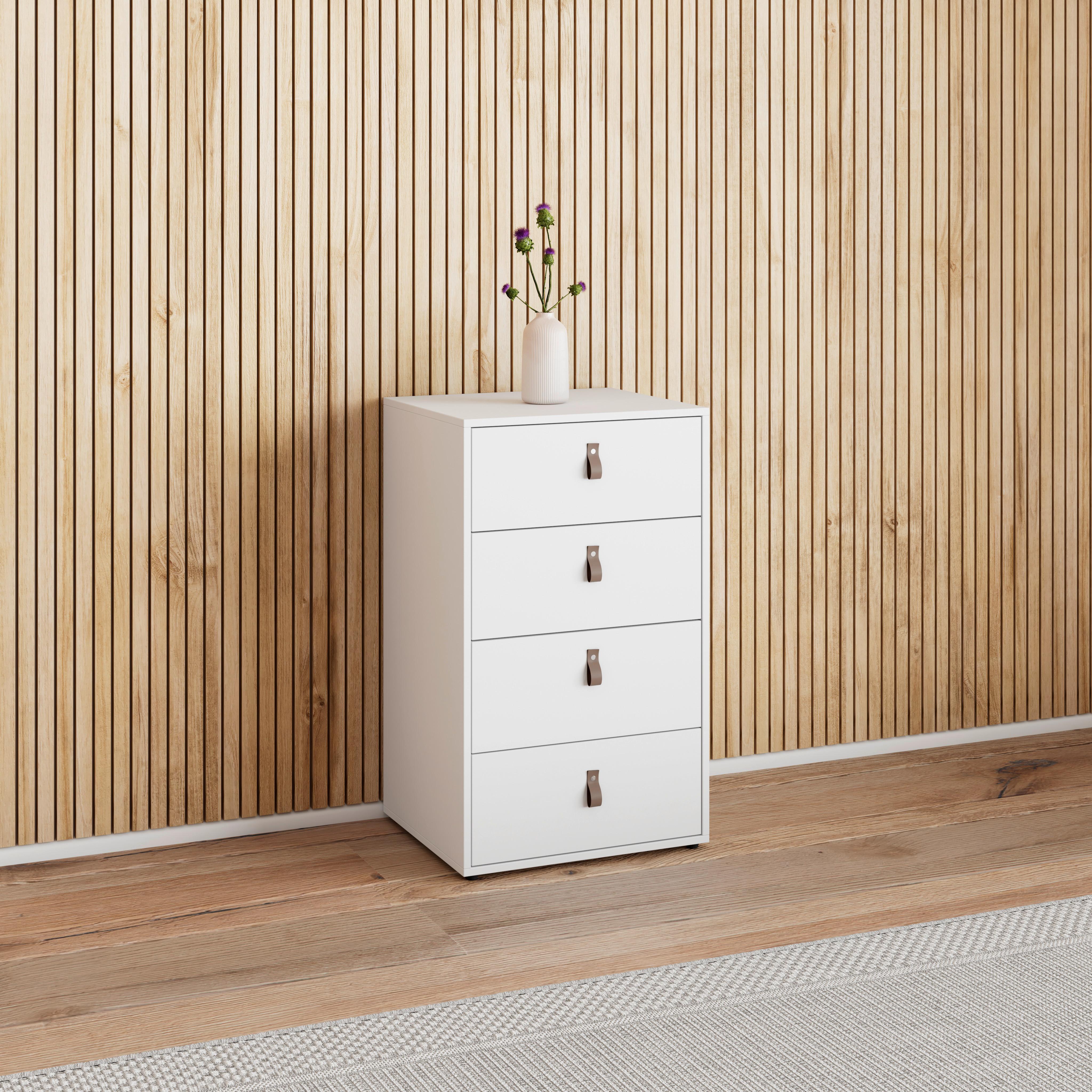 Kommode Mick Weiß MDF - Schwarz/Weiß, MODERN, Holzwerkstoff/Kunststoff (46/77/40cm) - Bessagi Home
