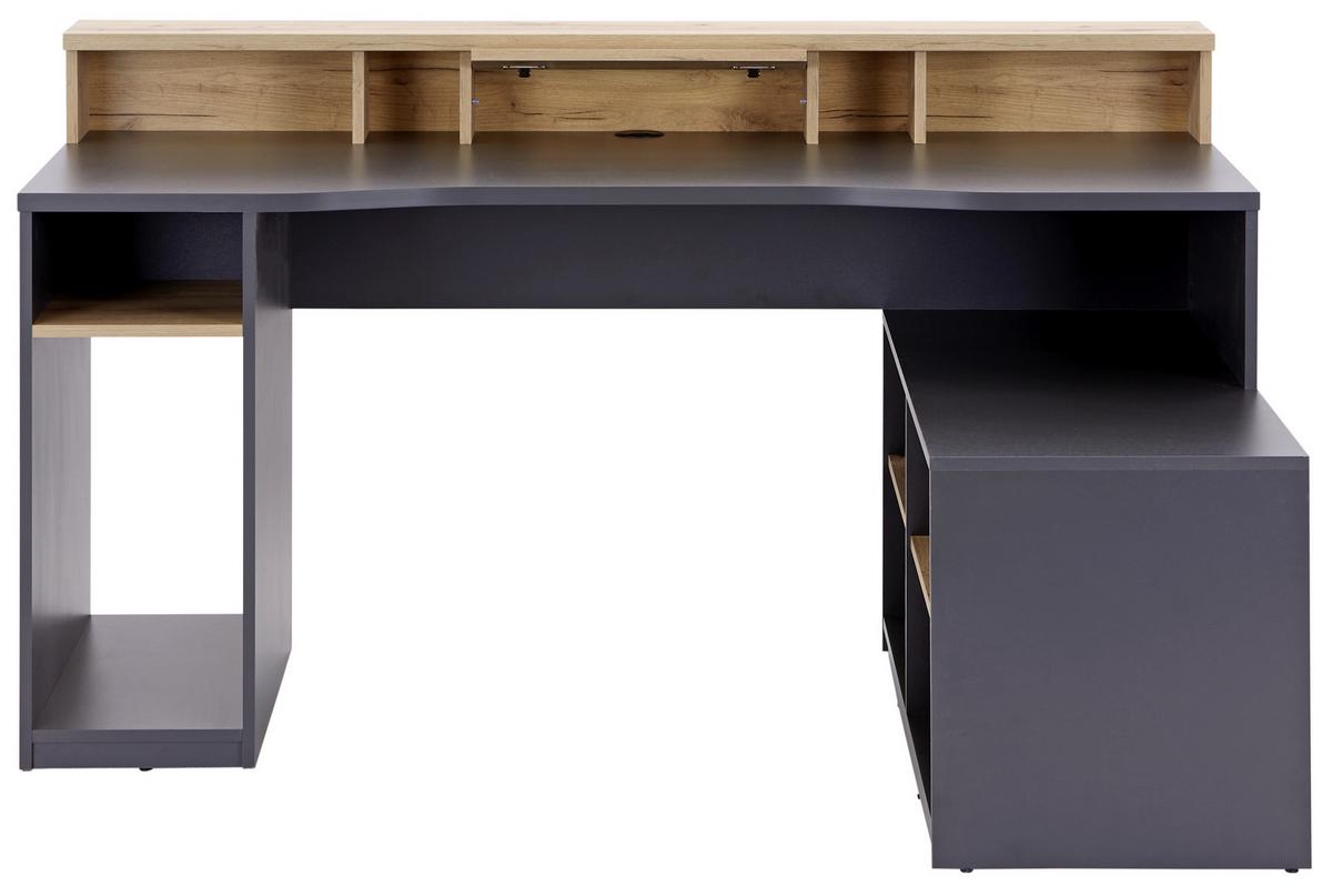 Masa de scris TEAMPLAYER - culoare lemn stejar/antracit, Modern, material pe bază de lemn (160/91,5/120cm) - Modern Living