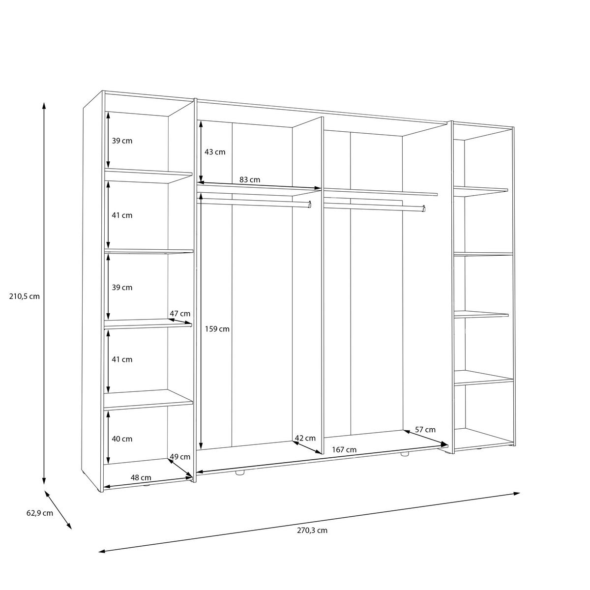 Ormar S Kliznim Vratima Bellevue - Konvencionalno (270,3/210,5/61,2cm) - Modern Living