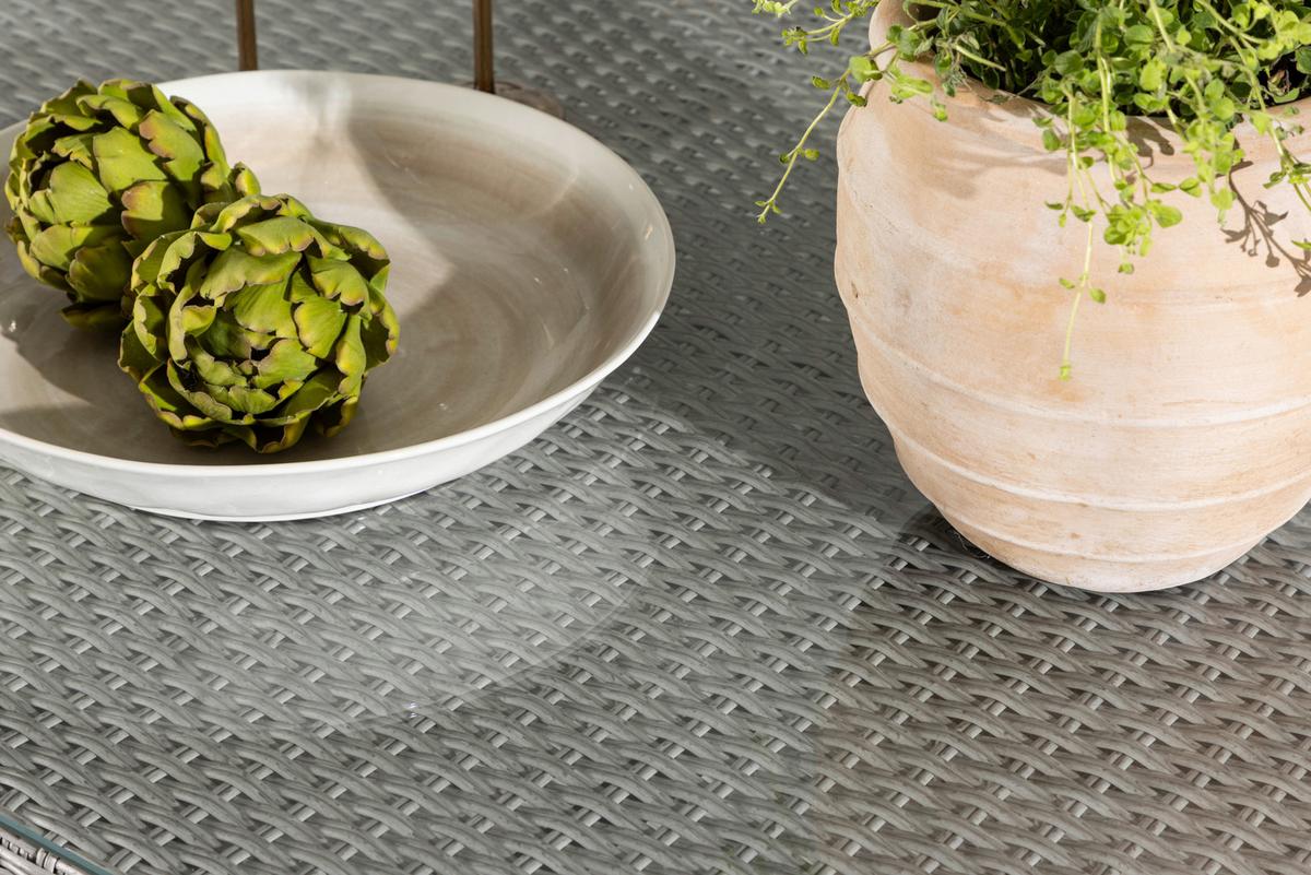 Dining-Loungeset Brentwood Grau, Kunststoffgeflecht - Grau, KONVENTIONELL, Glas/Kunststoff - Gardenson