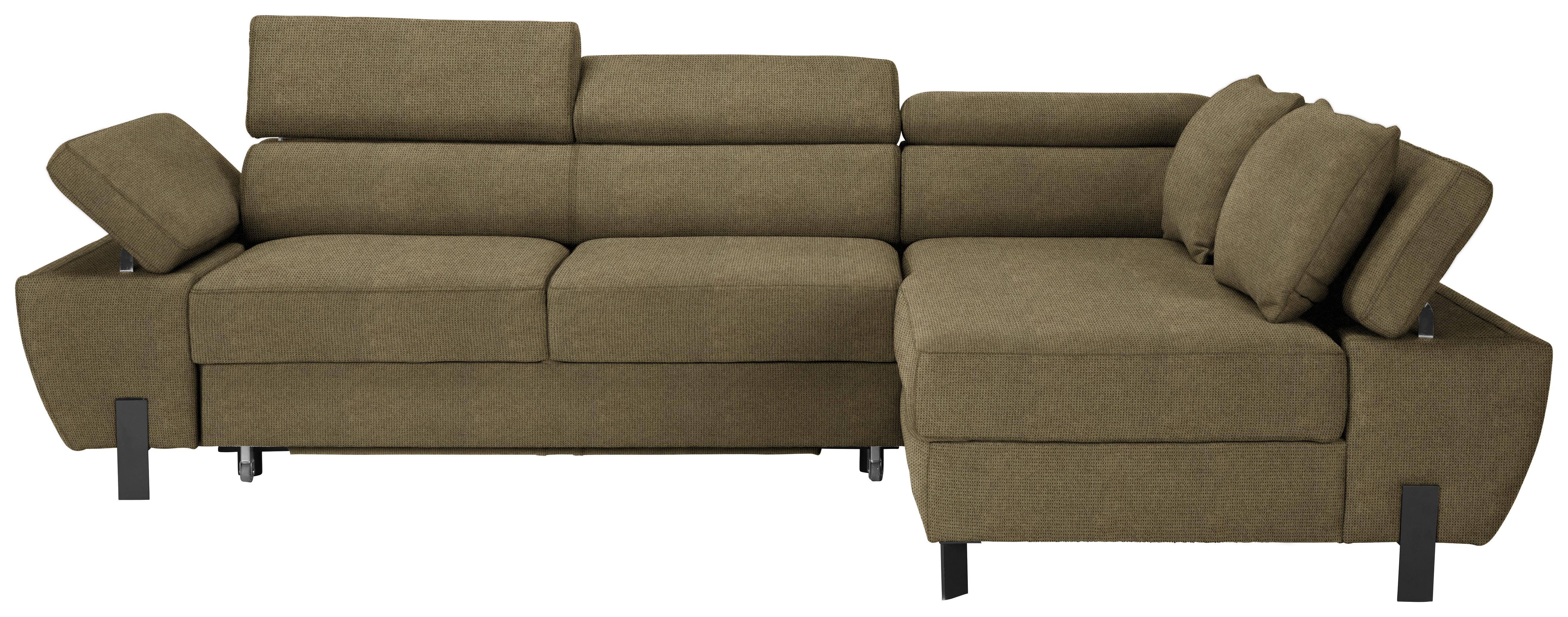 Ecksofa Molina Mini Olivgrün - Schwarz/Olivgrün, MODERN, Holz/Holzwerkstoff (277/189cm) - Mömax