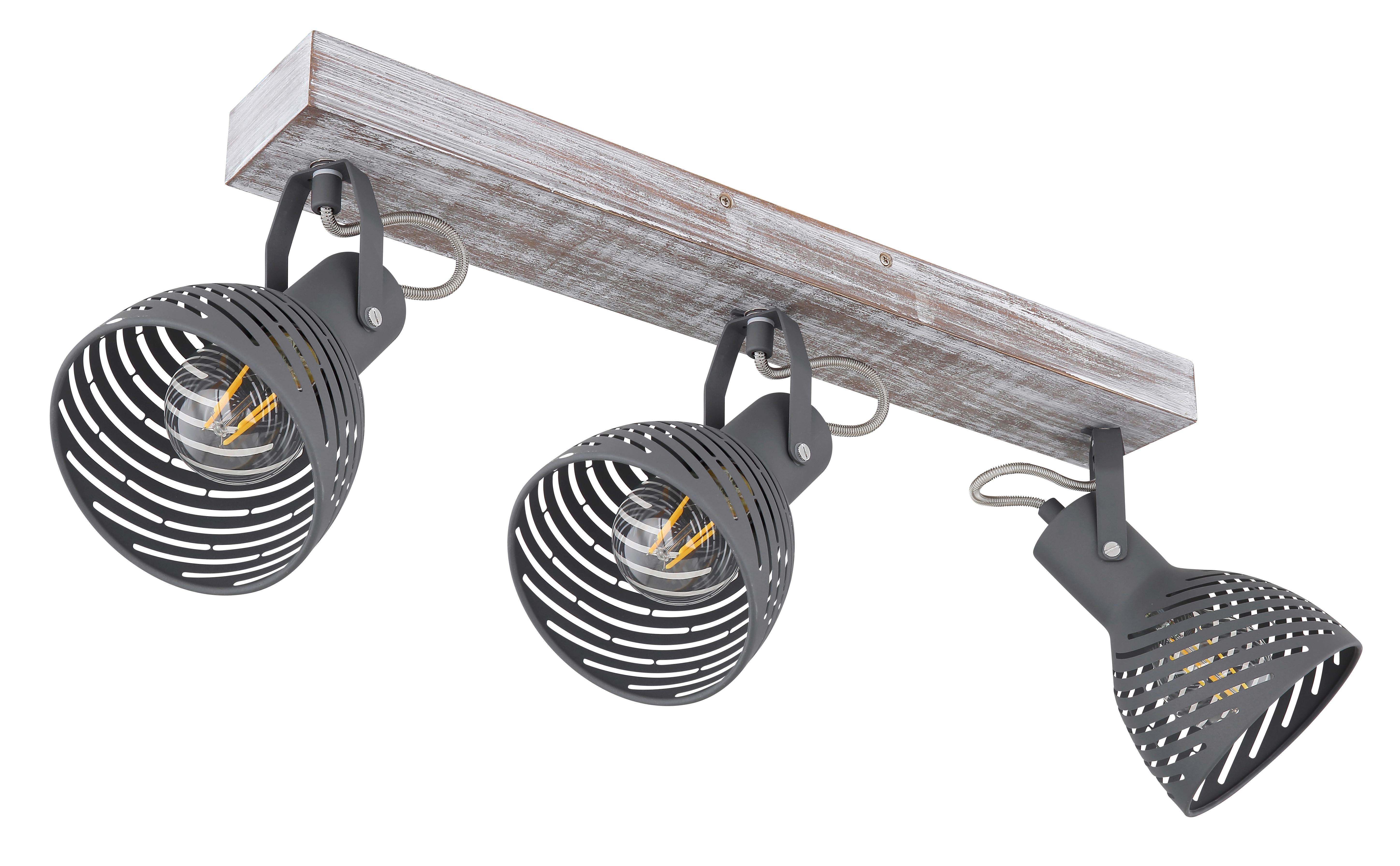 Strahler Mori in Grau max. 40 Watt - Blau/Naturfarben, Basics, Holz/Metall (54/12,5/25cm) - Globo