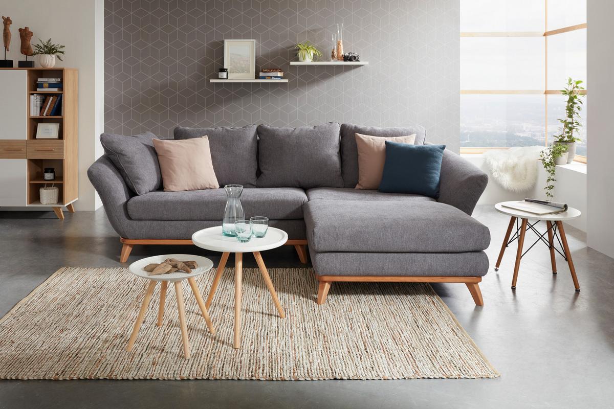 Masă auxiliară Konrad - alb/culoare lemn stejar, Modern, lemn/metal (50/45/50cm) - Modern Living