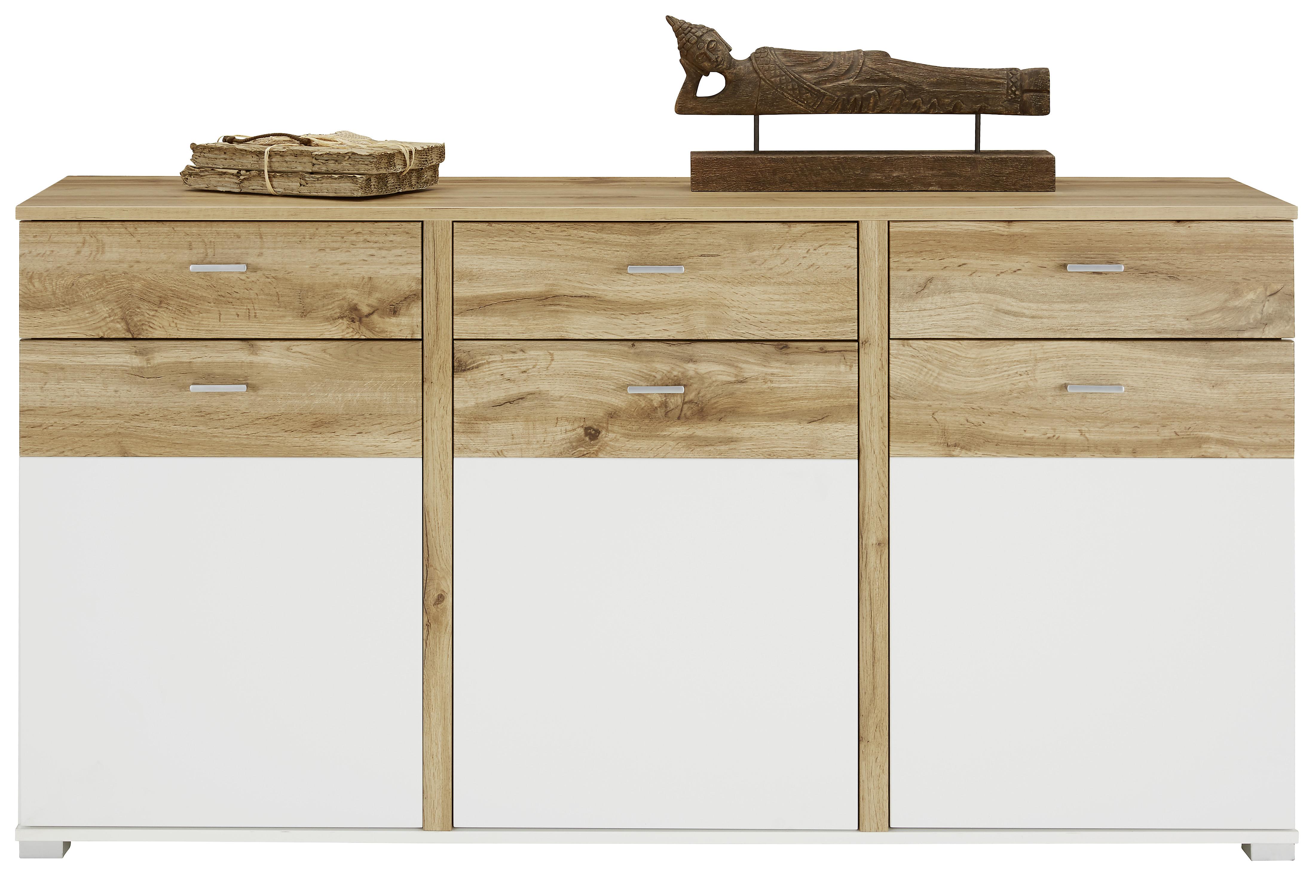 Sideboard in Eichefarben - Chromfarben/Eichefarben, MODERN, Holzwerkstoff/Metall (170/88/44cm) - Modern Living