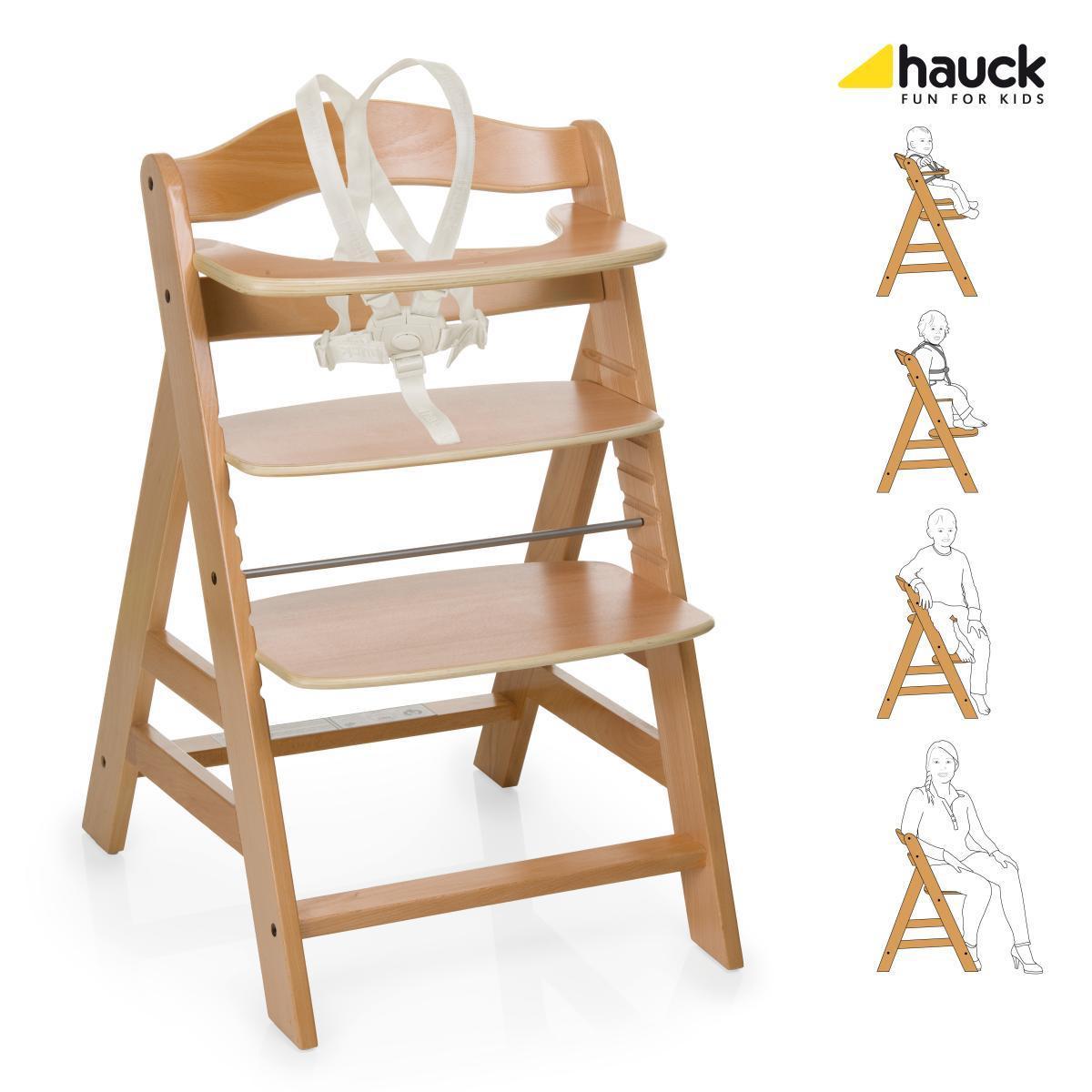 WYSOKIE KRZESŁO 661079 ALPHA+ - kolor naturalny, Basics, drewno (56/80/48cm) - Hauck