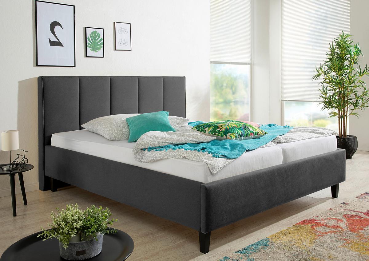 Polsterbett Avola Anthrazit ca. 200x200 cm - Anthrazit/Schwarz, MODERN, Holz/Textil (200/200cm) - Livetastic