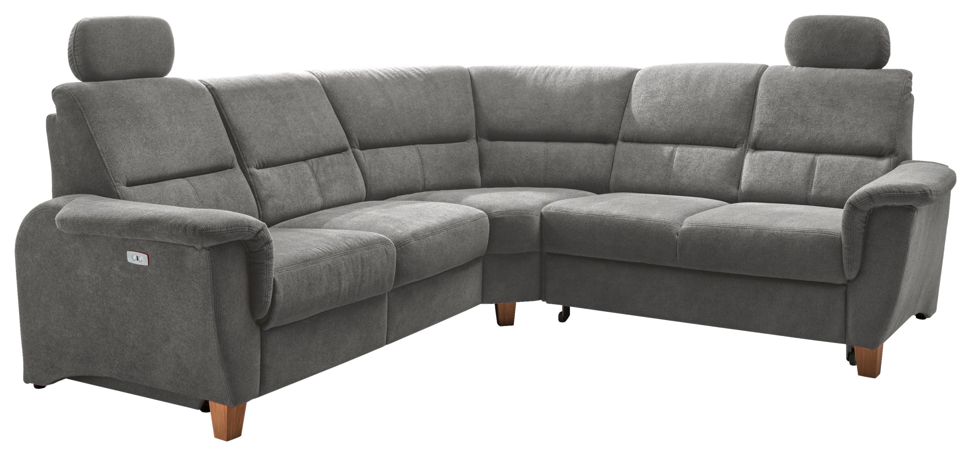 Ecksofa Parole Dunkelgrau Struktur + USB-Anschluss - Wildeiche/Dunkelgrau, KONVENTIONELL, Holz/Textil (241/238cm) - Livetastic
