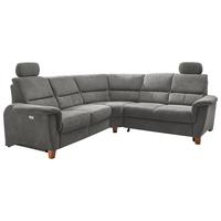 Ecksofa Parole Dunkelgrau Struktur + USB-Anschluss - Wildeiche/Dunkelgrau, KONVENTIONELL, Holz/Textil (241/238cm) - Livetastic