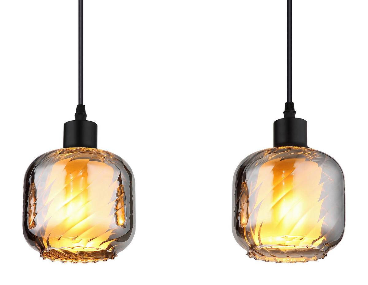 HÄNGELEUCHTE 15754-4H XIA - Klar/Schwarz, Design, Glas/Kunststoff (89/14/120cm) - Globo