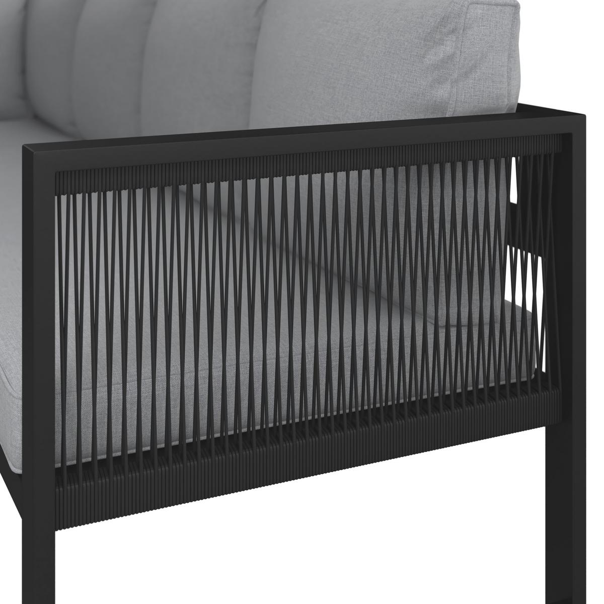 Dining-Loungeset Pergolina Grau Metall/Outdoorstoff - Dunkelgrau/Hellgrau, MODERN, Kunststoff/Textil (194/245cm) - Bessagi Garden