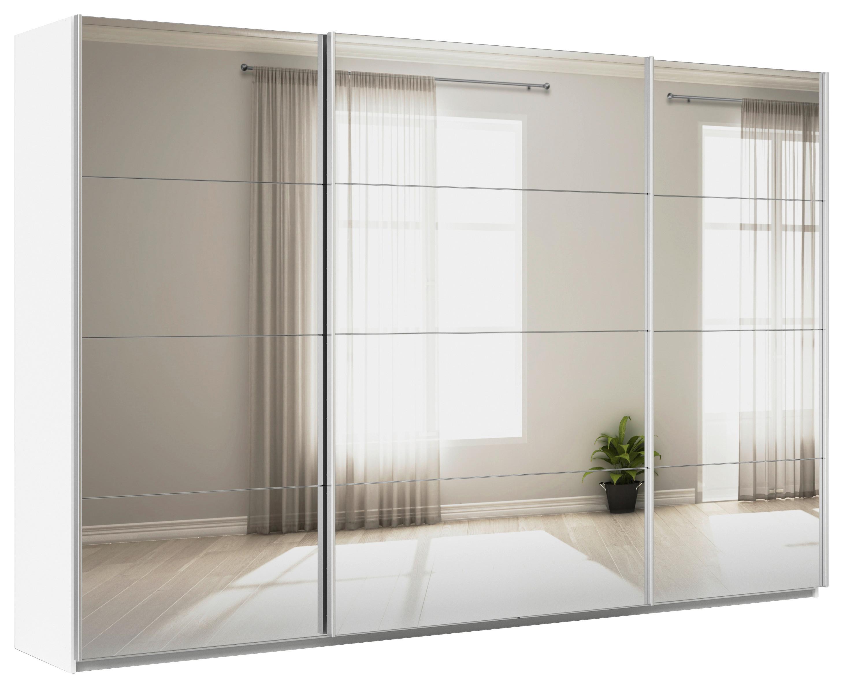 DULAP USI CULISANTE FELDKIRCH - argintiu/alb, Modern, sticlă/material pe bază de lemn (315/210/62cm)