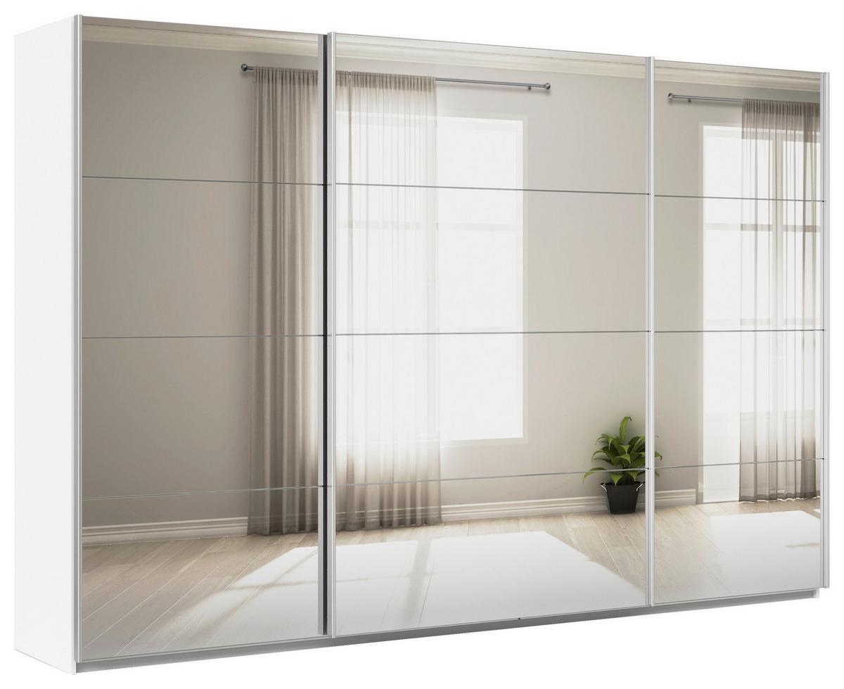 DULAP USI CULISANTE FELDKIRCH - argintiu/alb, Modern, sticlă/material pe bază de lemn (315/210/62cm)