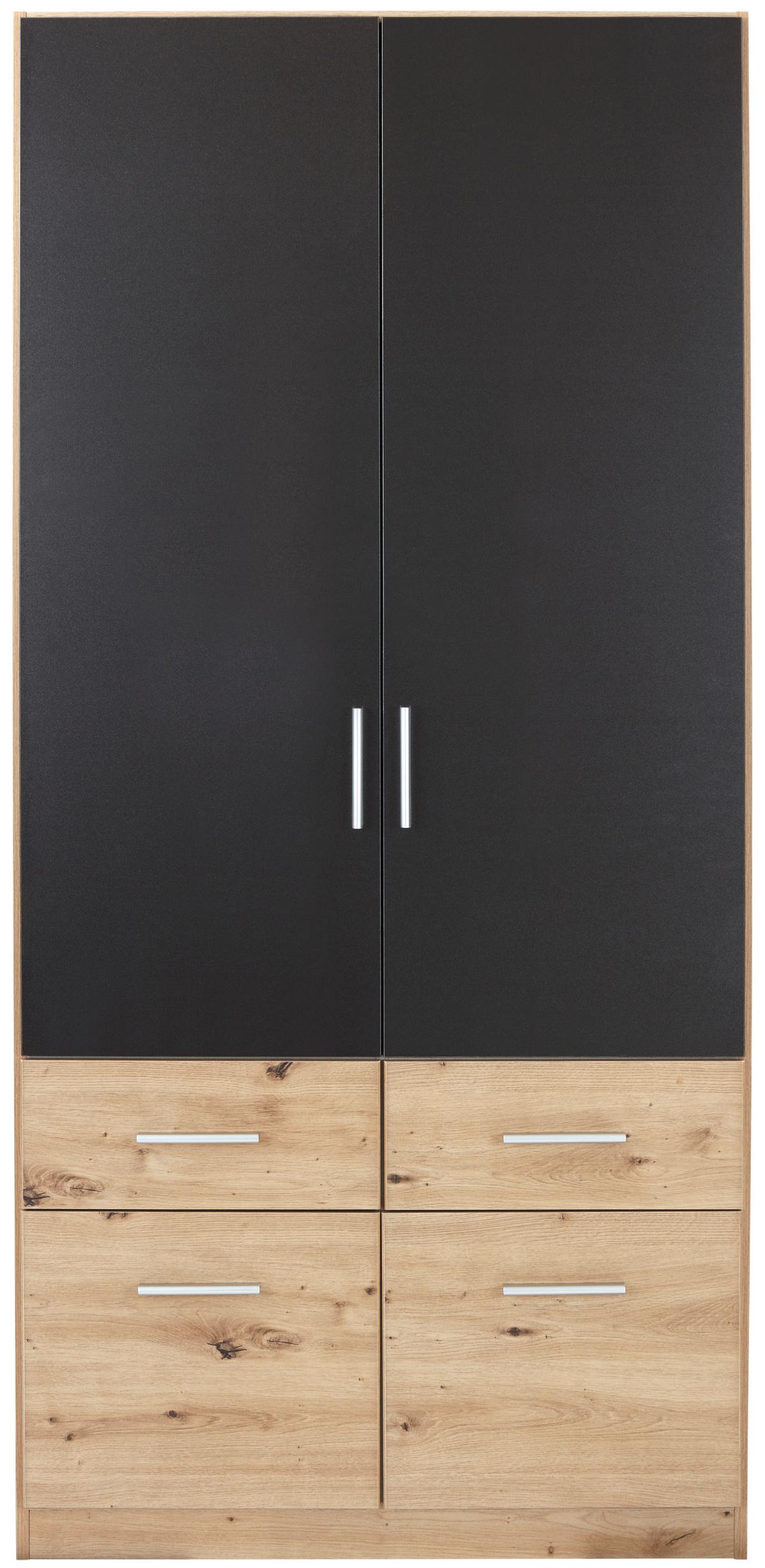 Omara Za Oblačila Celle Extra, Temno Siva, Barva Hrasta - srebrne barve/temno siva, Design, umetna masa/leseni material (91/197/54cm) - Mömax