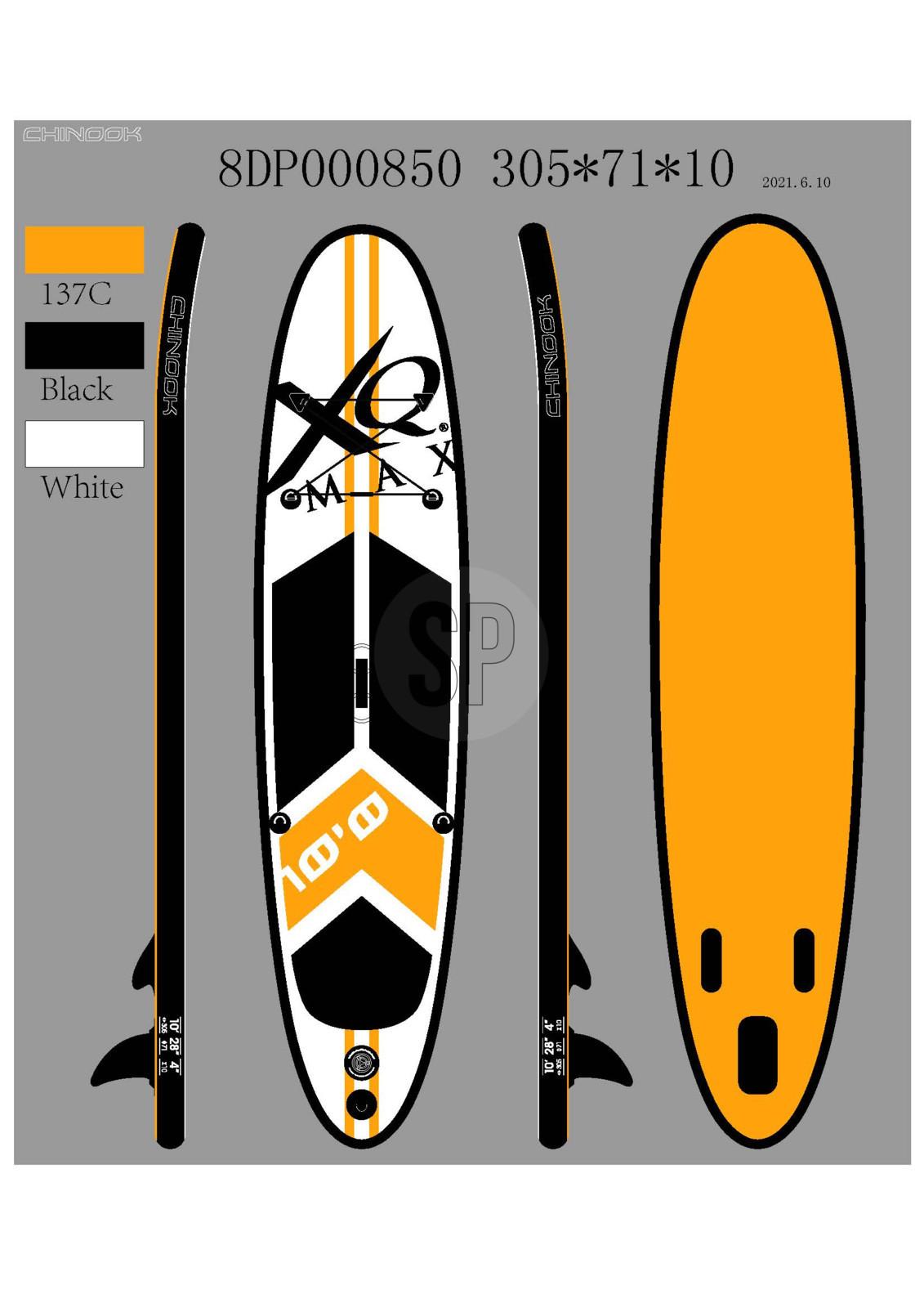 Stand-Up Paddle Board ca. 305x71x10cm - Schwarz/Orange, Kunststoff (305/71/10cm) - Based