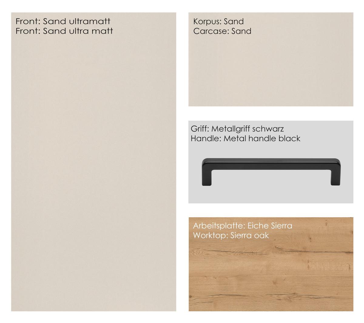 Küchenleerblock Easytouch Low o. Geräte Sandfarben - Sandfarben/Eichefarben, MODERN, Holzwerkstoff/Metall (180cm) - Nobilia
