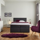 Boxspringbett in Grau ca. 140x 200cm inkl. Topper 'Rosa' - Dunkelgrau, MODERN, Holz/Textil (205/140/103cm) - Bessagi Home