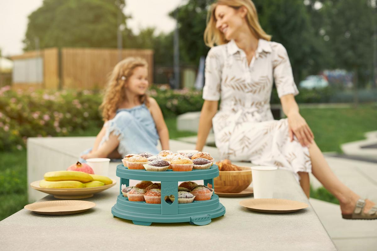 POJEMNIK DO TRANSPORTU CIASTA 1046005092 - zielony/przezroczysty, Basics, tworzywo sztuczne (35,5/34,5/26cm) - Rotho