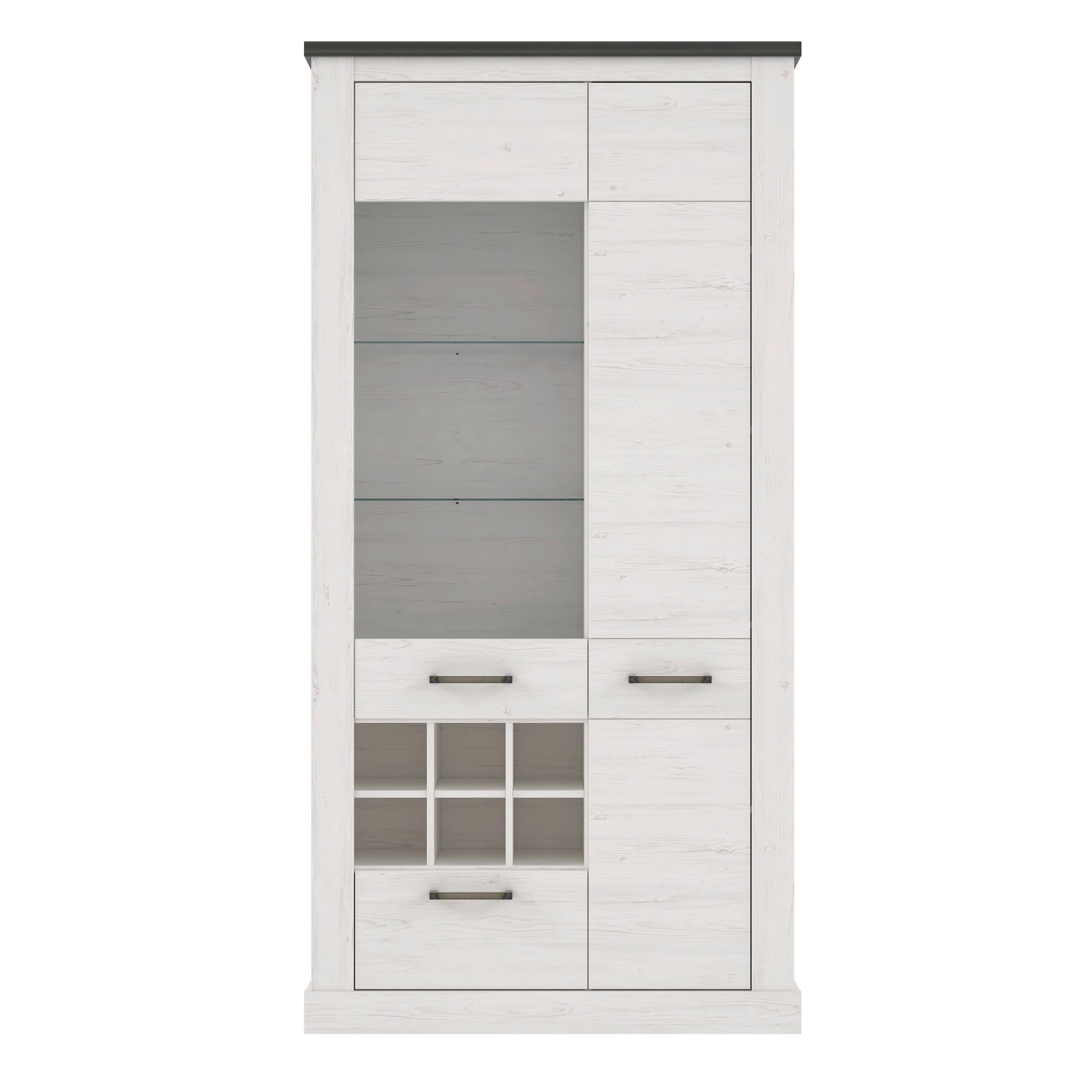 Vitrină Montreal - alb/culoare coconar, Konventionell, sticlă/metal (105,7/211,4/41,4cm) - Premium Living