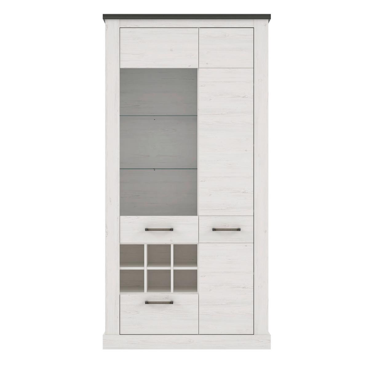 Vitrina Montreal - bijela/boje pinije, Konvencionalno, staklo/drvni materijal (105,7/211,4/41,4cm) - Premium Living