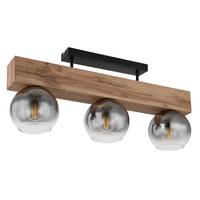 Deckenleuchte Moitas max. 40 Watt - Schwarz/Naturfarben, Natur, Glas/Holzwerkstoff (65/15/29,5cm) - Globo