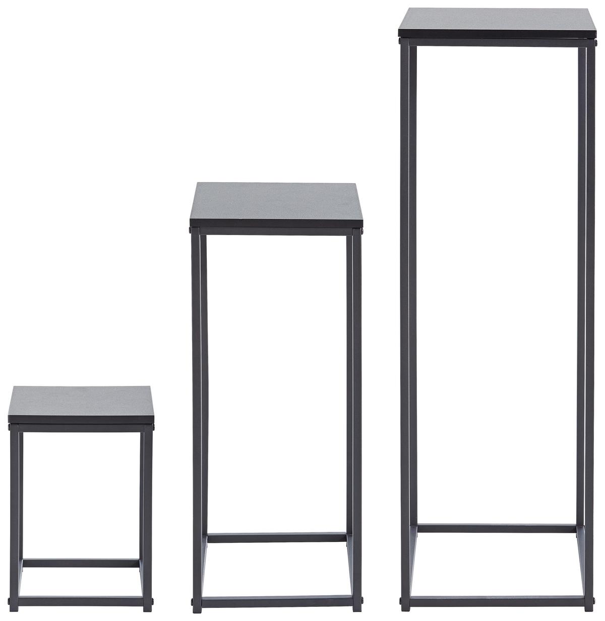 ZESTAW STOLIKÓW BOCZNYCH RESI - czarny, Modern, materiał drewnopochodny/metal (30/90/30cm) - MID.YOU