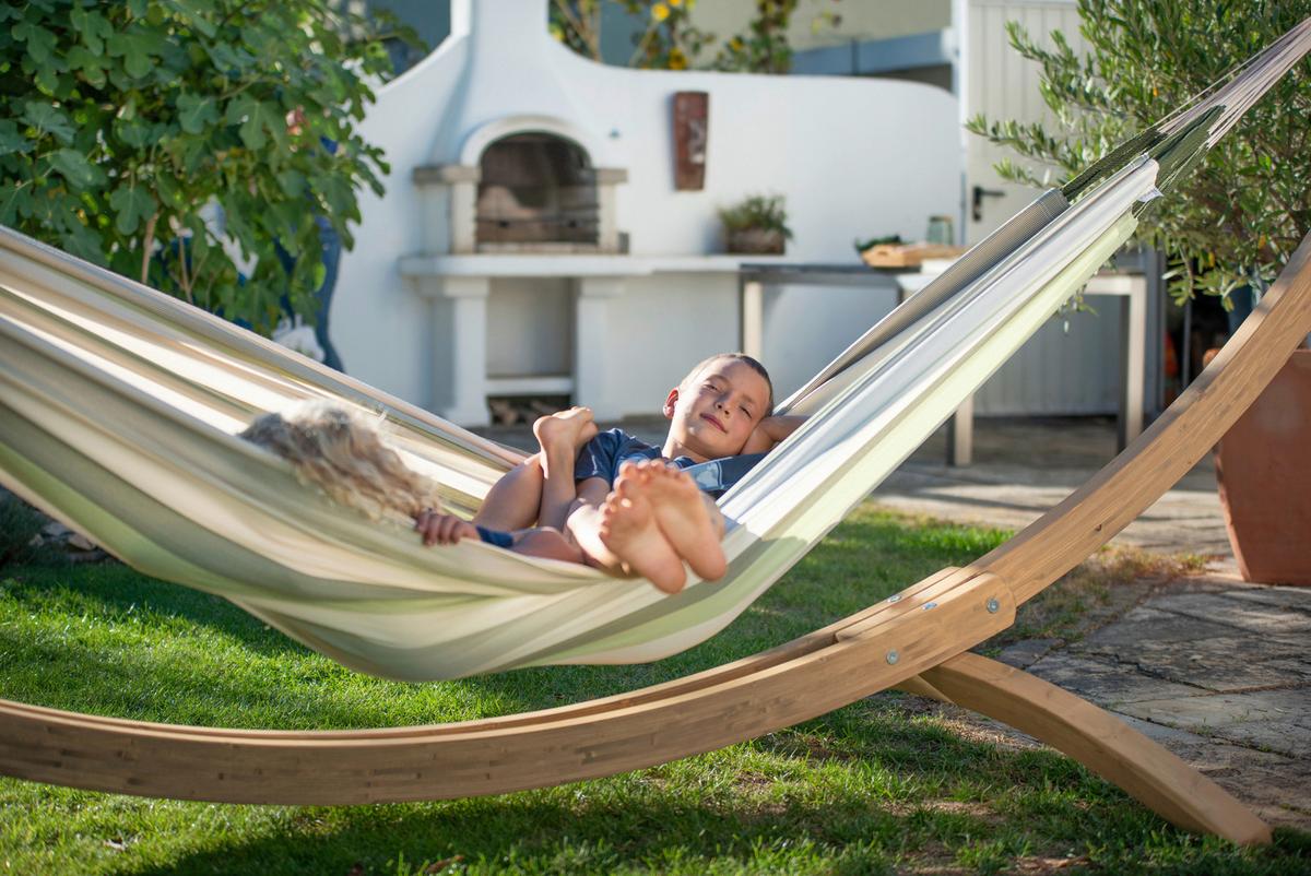 Hängematte Classic Double Hammock Outdoor Weiß/Grün - Weiß/Hellgrün, KONVENTIONELL, Textil (160/350cm) - La Siesta