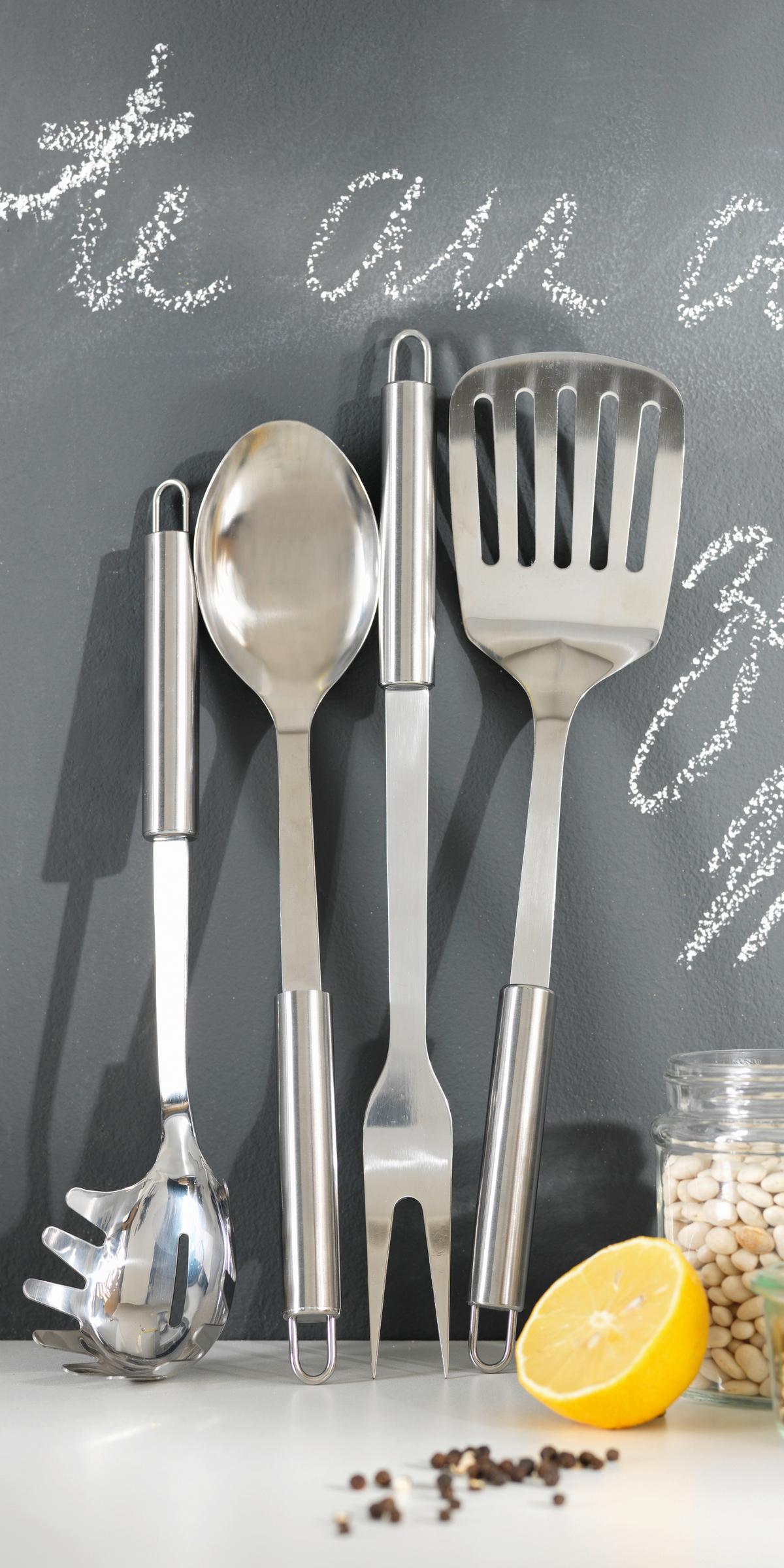 Kochlöffel  Dani aus Edelstahl - Edelstahlfarben, KONVENTIONELL, Metall (32cm) - Modern Living