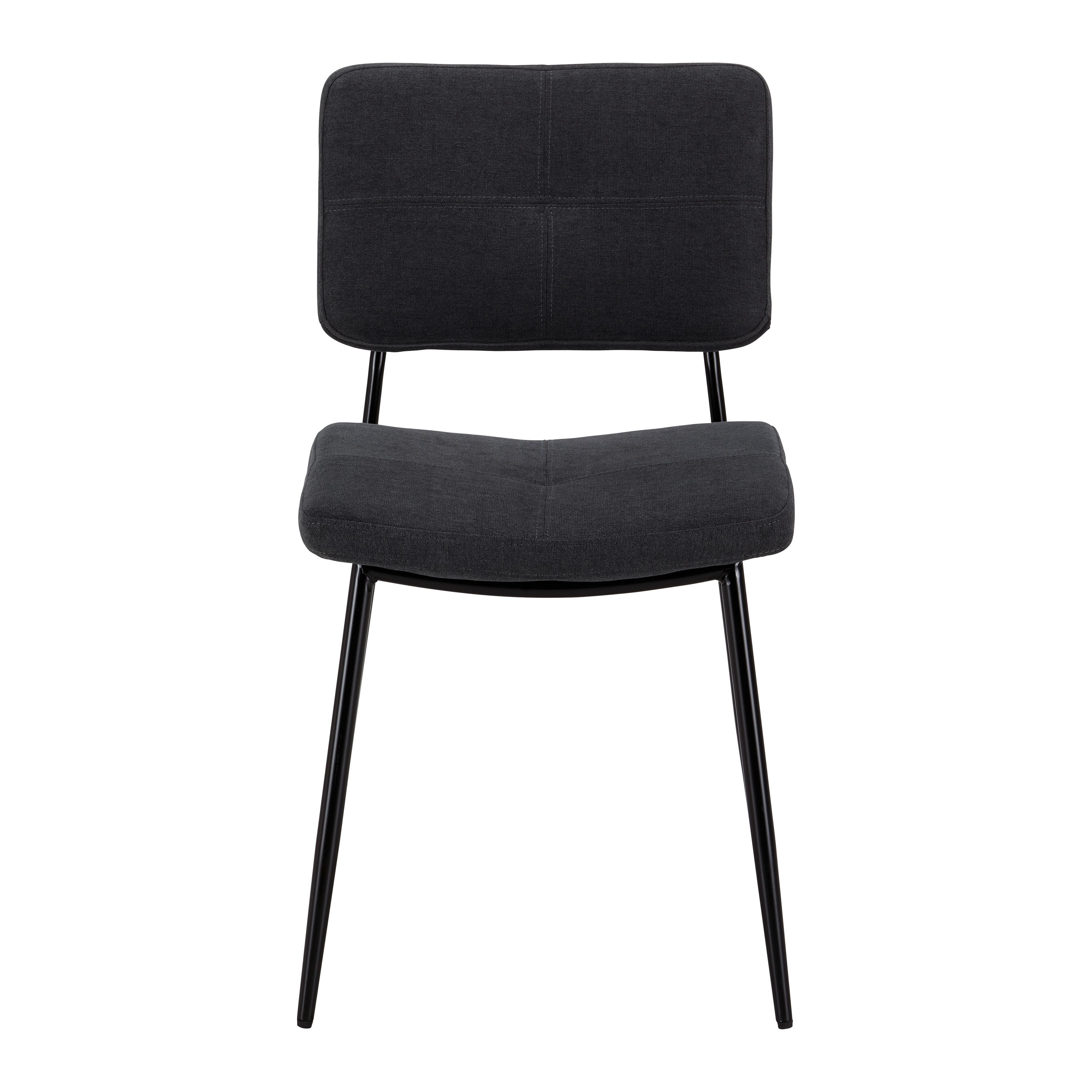 Stuhl "Neta", Webstoff, dunkelgrau, Gepolstert - Dunkelgrau/Schwarz, MODERN, Holz/Textil (45/82/59cm) - Bessagi Home