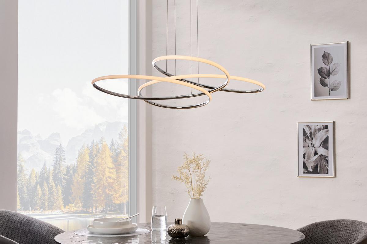 LAMPA WISZĄCA LED BALTIMORE *SBN* - kolor srebrny, Design, tworzywo sztuczne/metal (84,5/150cm) - Novel