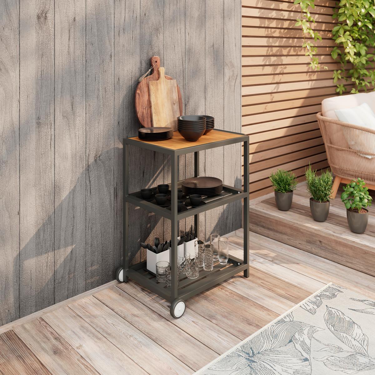 Outdoorküche Levi 1 Anthrazit/Naturfarben - Anthrazit/Naturfarben, Modern, Kunststoff/Metall (67cm)