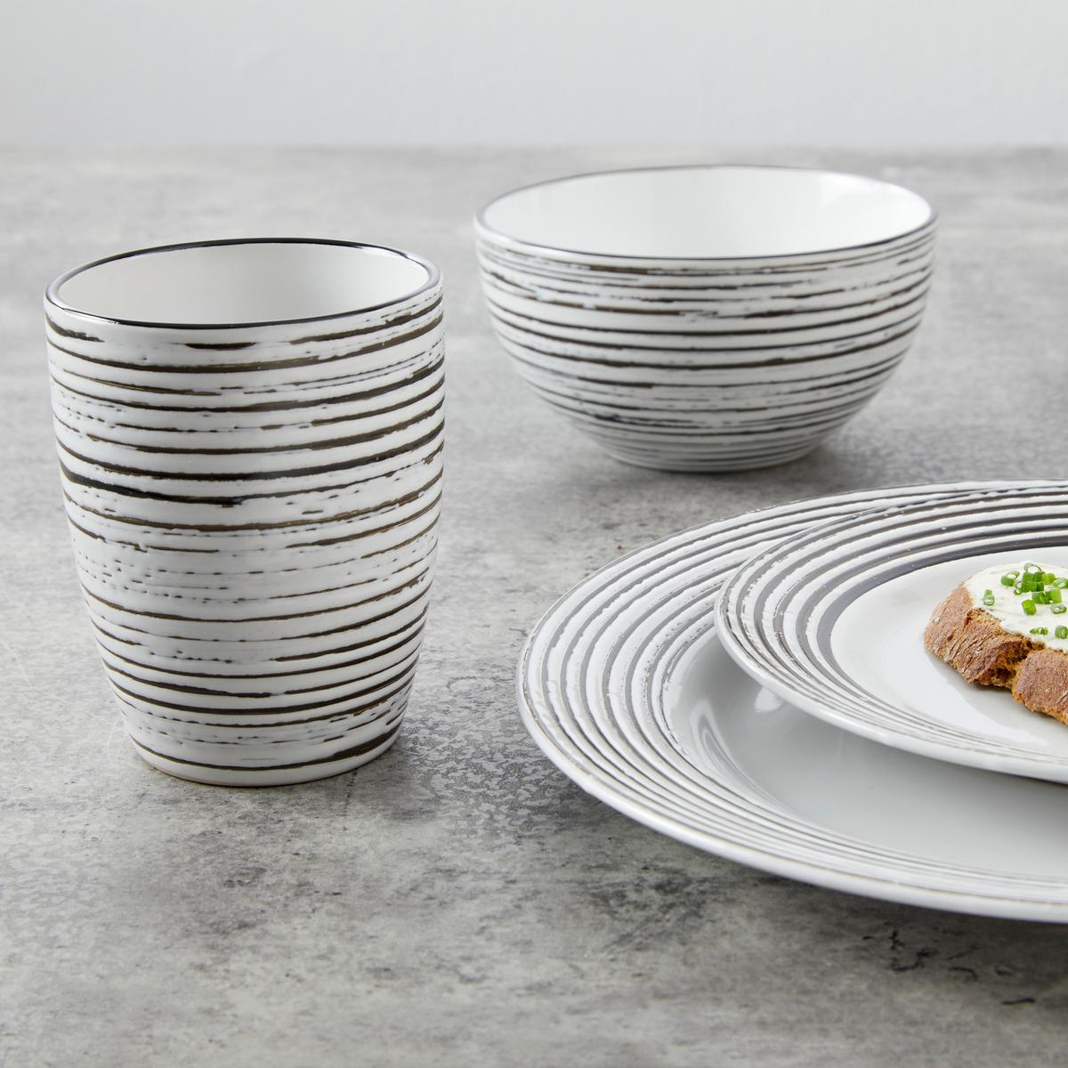 Kerámia Étkészlet La Gomera Blanca - fekete/fehér, Basics, kerámia - Creatable