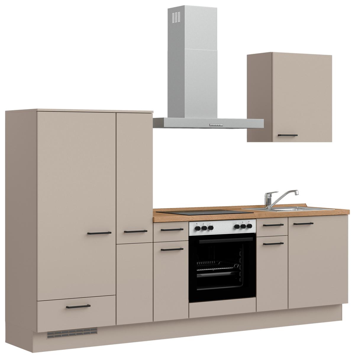 Küchenleerblock Easytouch Low o. Geräte Sandfarben - Sandfarben/Eichefarben, MODERN, Holzwerkstoff/Metall (270cm) - Nobilia