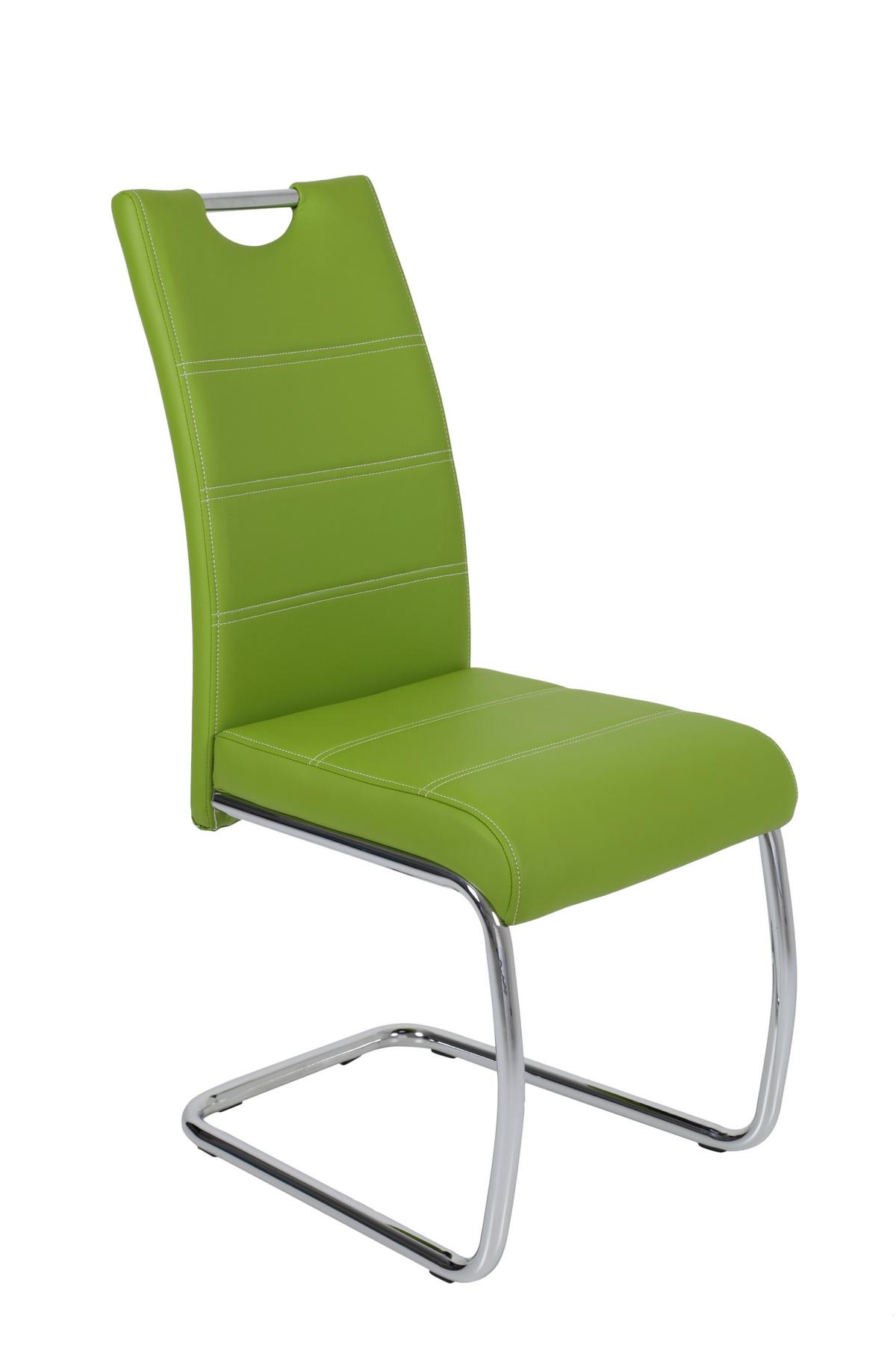 Schwingstuhl-Set Flora 2er-Set ca. 43x98 cm Lederlook Grün - Chromfarben/Weiß, MODERN, Textil/Metall (43/98/59cm) - MID.YOU