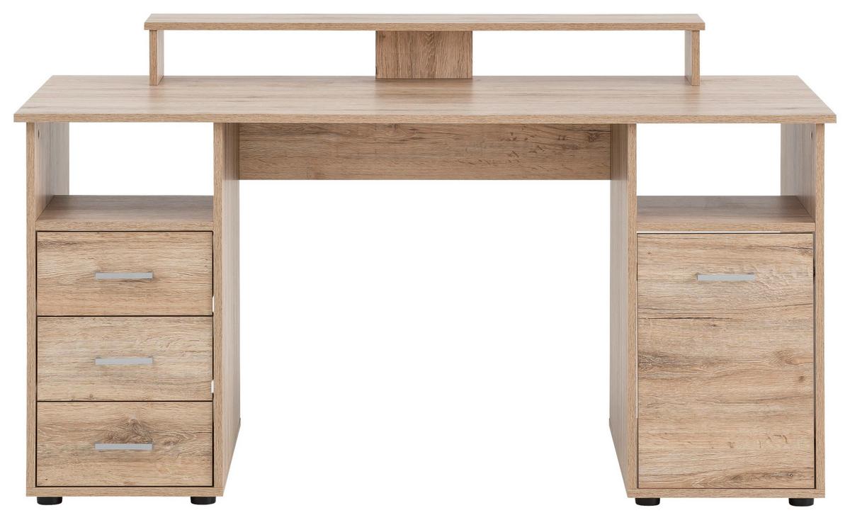 Schreibtisch Niels Wildeiche ca. 150x70x70,4cm - Wildeiche/Silberfarben, MODERN, Holzwerkstoff/Kunststoff (150/70/70,4cm)