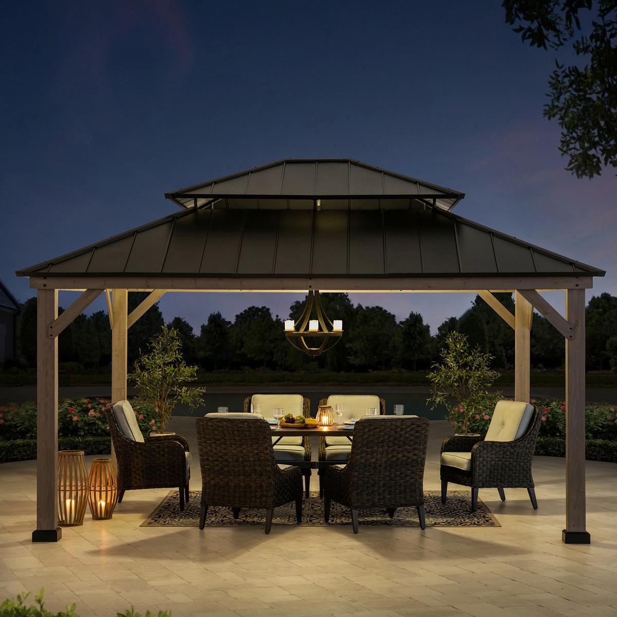 Pavillon Gazebo Rysy Grau/Schwarz - Schwarz, Basics, Metall (450/320/390cm)