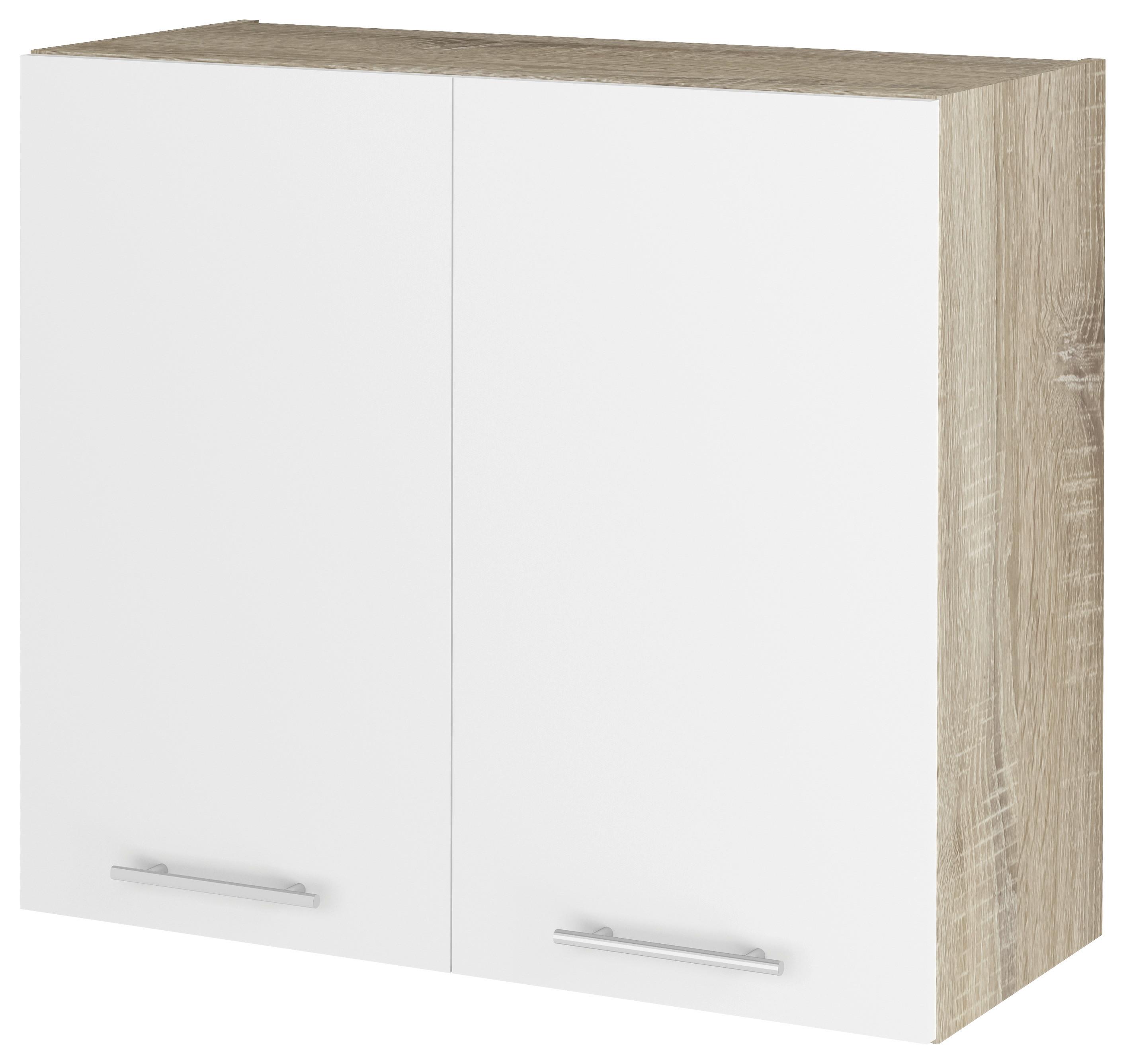 Dulap superior de bucătărie Corina - stejar Sonoma/alb, Modern, plastic/sticlă (80/72,4/34,6cm) - Based
