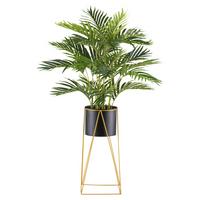 Kunstpflanze Palmen Schwarz/Goldfarben - Goldfarben/Schwarz, Design, Kunststoff/Metall (110cm)
