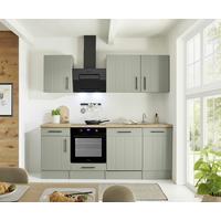 Küchenblock Anton m. Geräten Schilfgrün - Schilfgrün/Wildeiche, Trend, Holzwerkstoff/Metall (220cm) - Respekta