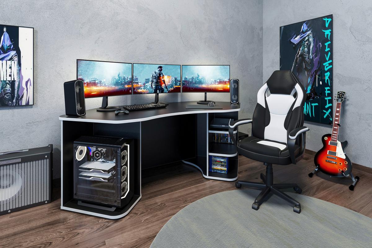 Gaming Tisch in Anthrazit/Hellgrau - Anthrazit/Hellgrau, Modern, Naturmaterialien/Kunststoff (198/76/85cm) - Mömax