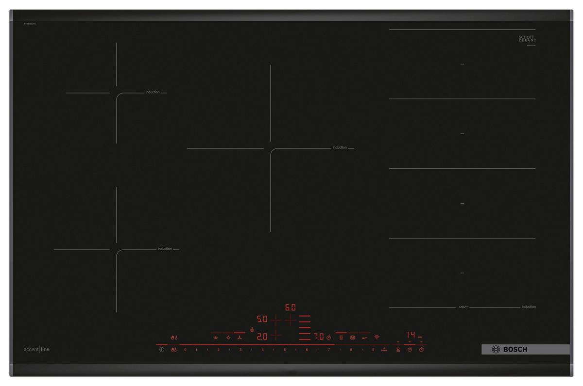 Induktionskochfeld PXV895DV5E - Schwarz, MODERN, Glas (81,6/5,1/52,7cm) - Bosch