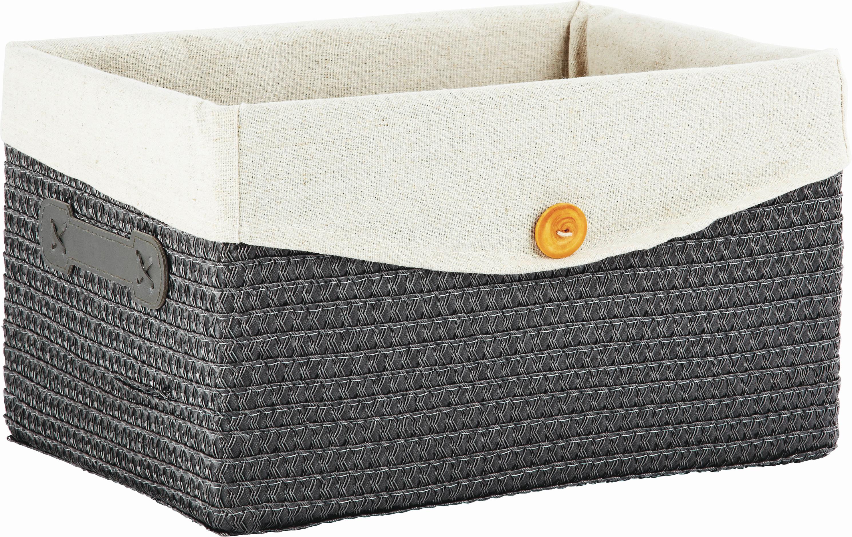 Pletena Košara Za Regal Denise M - siva, Romantika, umetna masa/tekstil (35/20/26cm) - Mömax