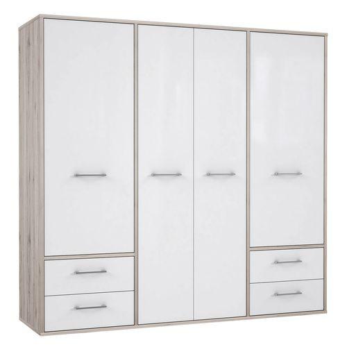 DULAP USI ROTATIVE JANDIA - alb/culoare lemn stejar, Konventionell, plastic/metal (209/201,5/60cm) - Modern Living
