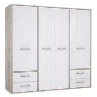 DULAP USI ROTATIVE JANDIA - alb/culoare lemn stejar, Konventionell, plastic/metal (209/201,5/60cm) - Modern Living