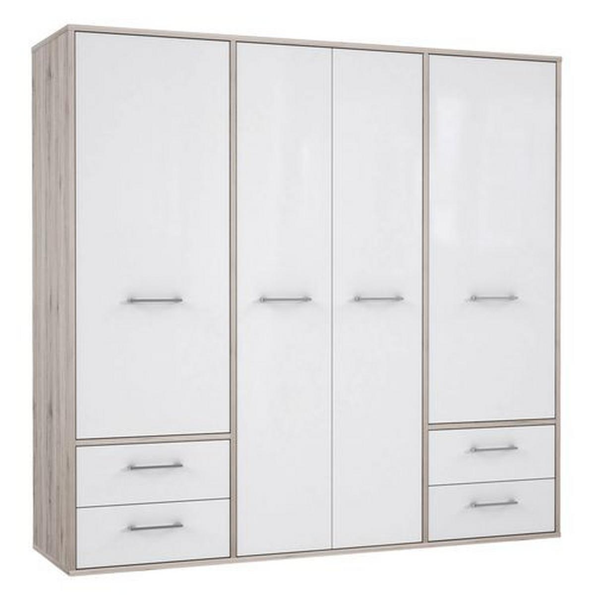 DULAP USI ROTATIVE JANDIA - alb/culoare lemn stejar, Konventionell, plastic/metal (209/201,5/60cm) - Modern Living