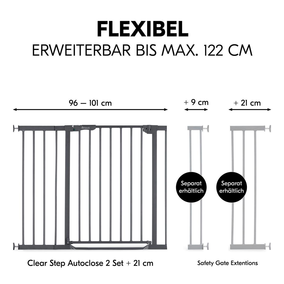 BRAMKA OCHRONNA DO DRZWI 597460 CLEAR STEP AUTOCLOSE 2 - ciemnoszary, Basics, tworzywo sztuczne/metal (96 - 101/77cm) - Hauck