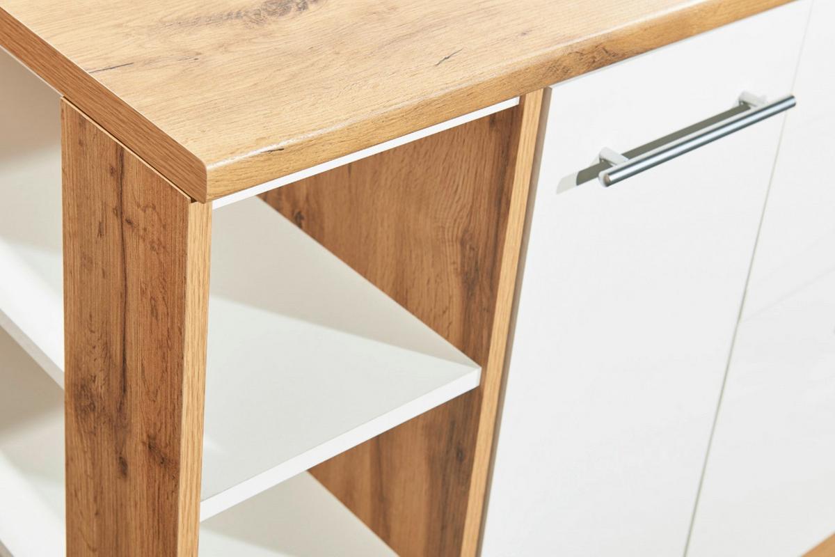 Kotna Kuhinja Z Aparati Hilde, 310x172cm - barve hrasta/bela, Design, kovina/leseni material (310/172cm) - Respekta